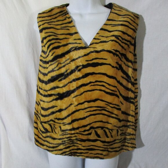 Vintage 1970s style TIGER TOP Vest Costume Cosplay Disguise Halloween Animal - Picture 1 of 3
